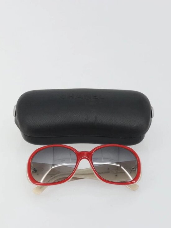 CHANEL Camelia Sunglasses plastic Red 5113 CC Auth YKZ1411A main image 4